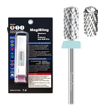 Crystal Top Large Barrel Nail Drill Bits, 3/32 Safety Tungsten Carbide Bits, Two-way Rotation, Suitable for Manicure Pedicure Cuticle Gel Polishing, Technicians Bits, Quadruple Coarse.
