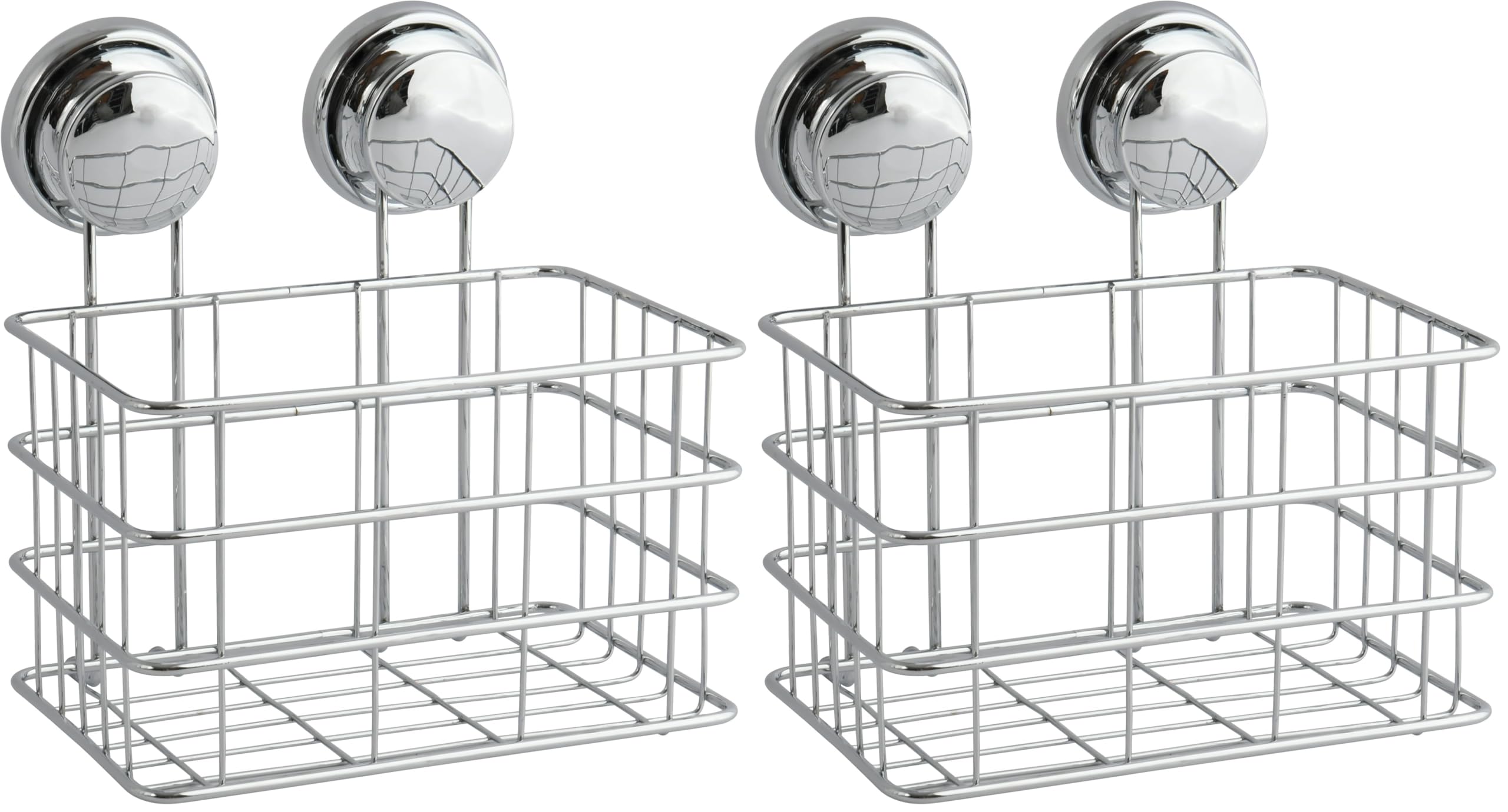 Panier de douche à ventouses MSV en acier chromé pour rangement de salle de bain lot de 2