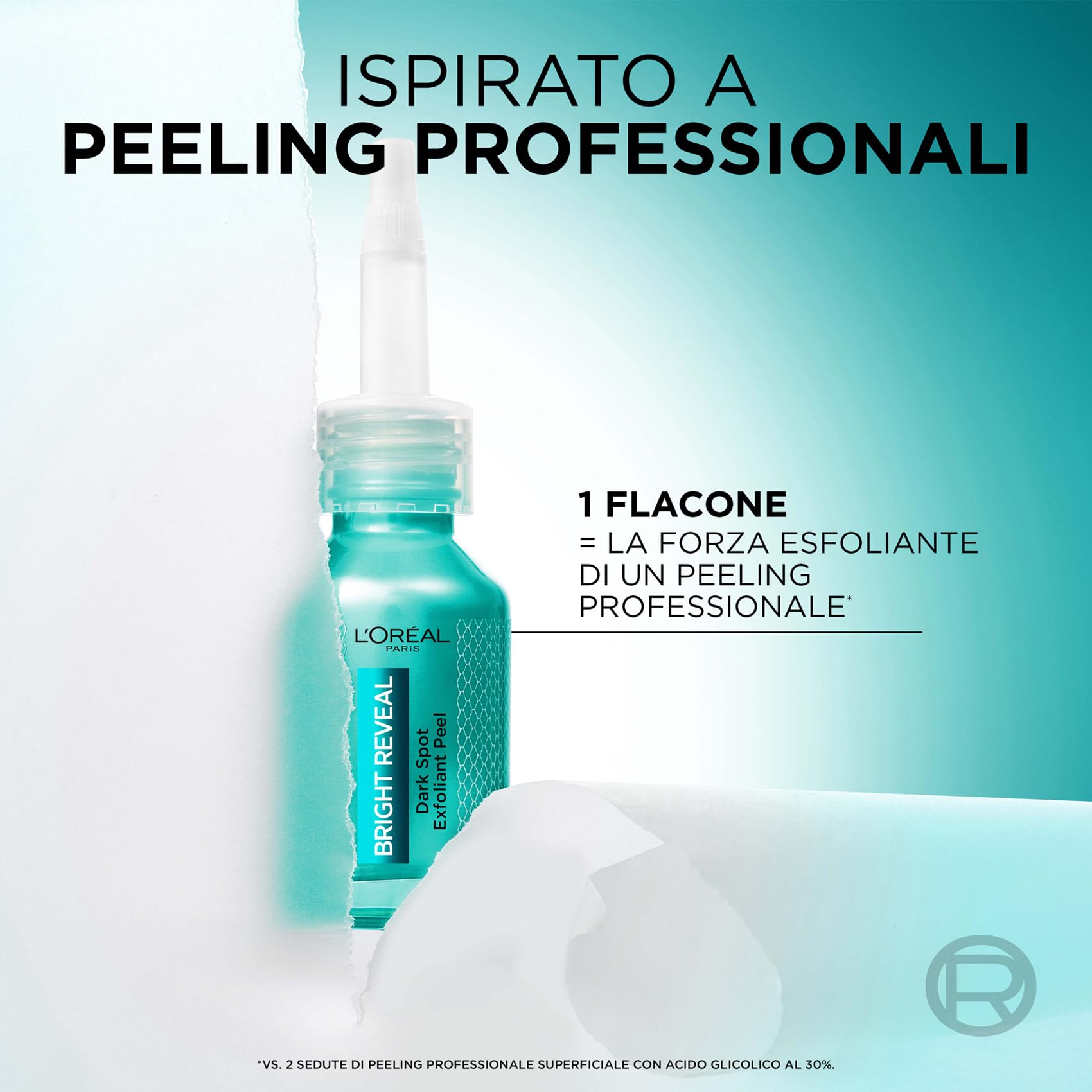 L’Oréal Paris Peeling Esfoliante, Per Tutti i Tipi di Pelle, Incarnato Levigato e Uniforme, Con Niacinamine e 25% AHA + BHA + PHA, Bright Reveal, 25 ml
