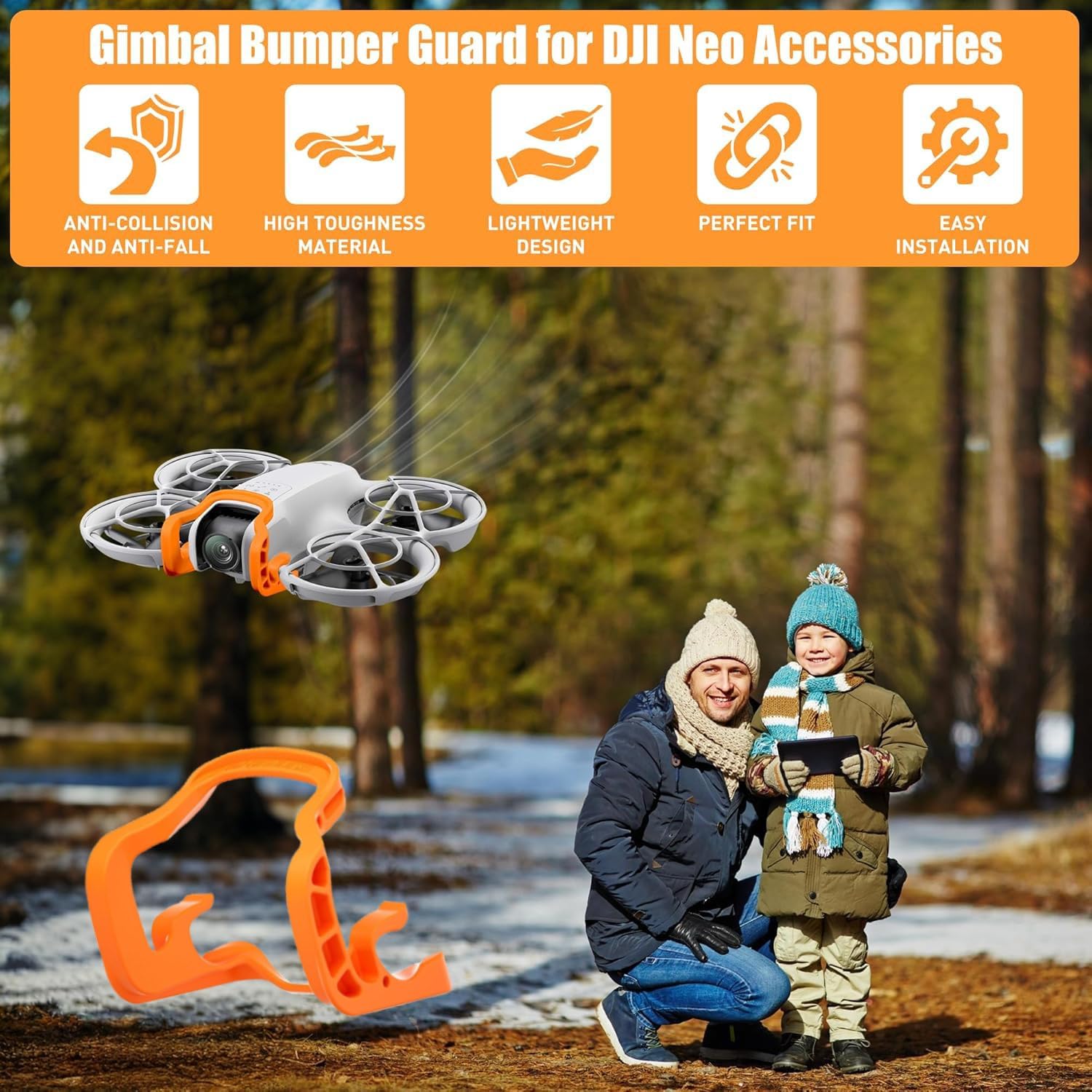 Gimbal Bumper Guard, gimbal zderzak do DJI Neo, ubezpieczenie, zderzak, gimbal, ochrona przed kolizją, listwa ochronna, akcesoria (pomarańczowy)