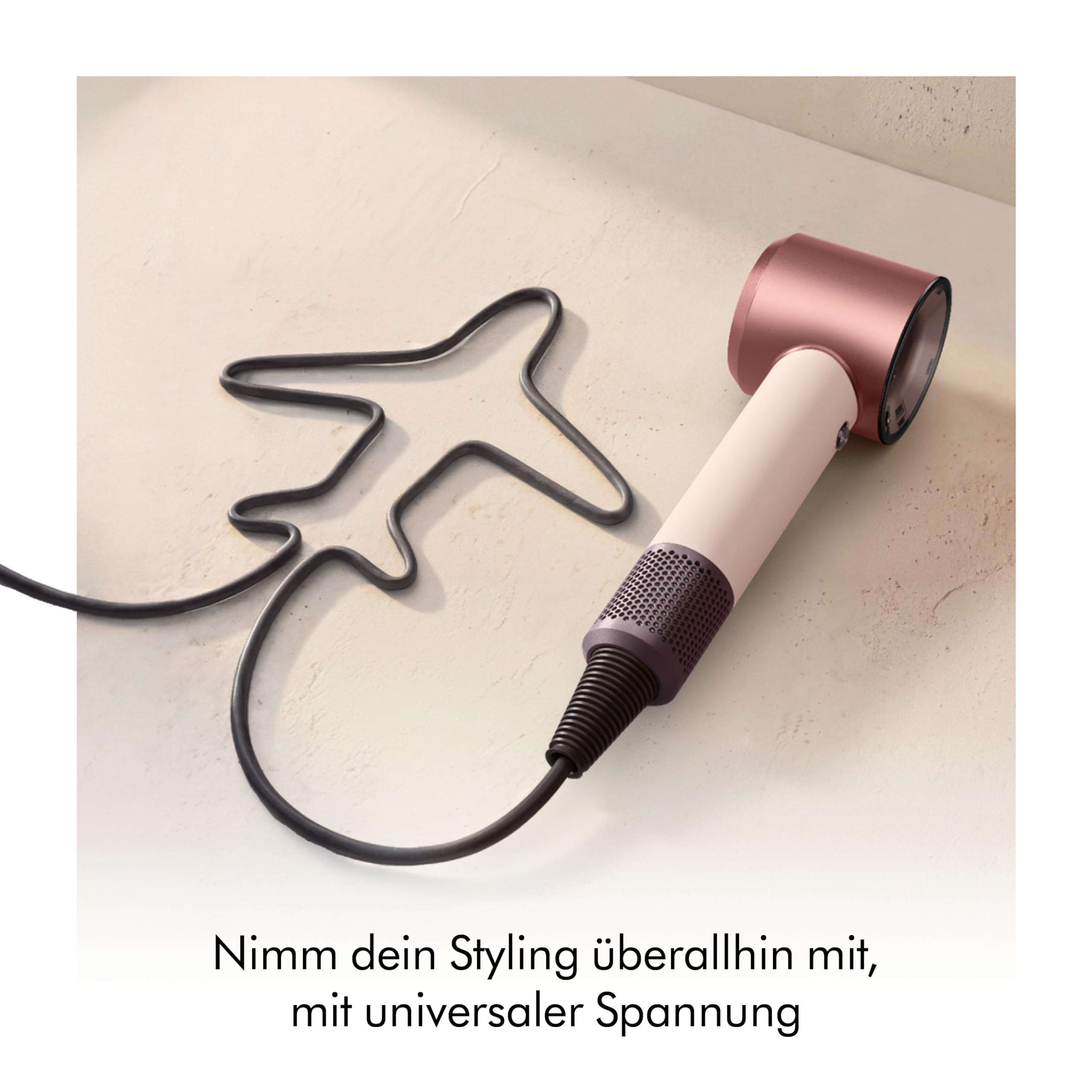 Dyson Supersonic Travel™ Haartrockner – Kompakt & Leicht, Schnelles Trocknen, 1220W, Universaler EU-Stecker, Intelligente Temperaturregulierung, ideal zum Reisen, Ceramic Pink/Rose Gold