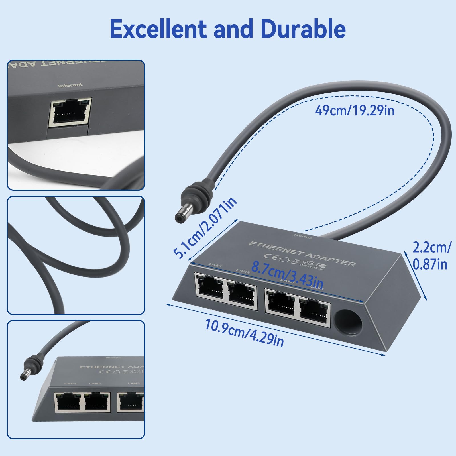 Adaptador Starlink Gen 3/Mini Ethernet de 4 puertos para red externa con cable, adaptador Ethernet Starlink 1 a 4 interfaz RJ45, 4 dispositivos conectados simultáneamente