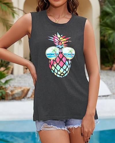 Miniatura 3 de Camisetas sin mangas para mujer, de verano, informales y holgadas, blusas tipo túnica