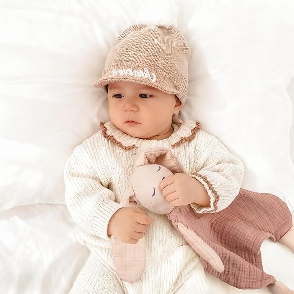 lulumoon Muslin Bunny Lovey for Babies: Skin-Friendly Security Blanket for Self-Soothe - Newborn Gift for Baby Shower - 2