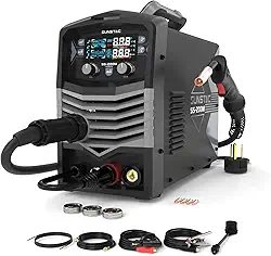 Soldador MIG, 200A Duo Voltage 5 em 1 máquina de solda MIG de alumínio, MIG/Flux Core/Carretel Gun/Lift TIG/Stick, IGBT Inverter Welder Synergic Control, Display Digital (Nova Versão)