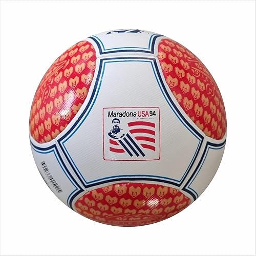 MARADONA Diego Soccer Ball, Iconic Design World Cup USA94 Goal Shout, Red and White