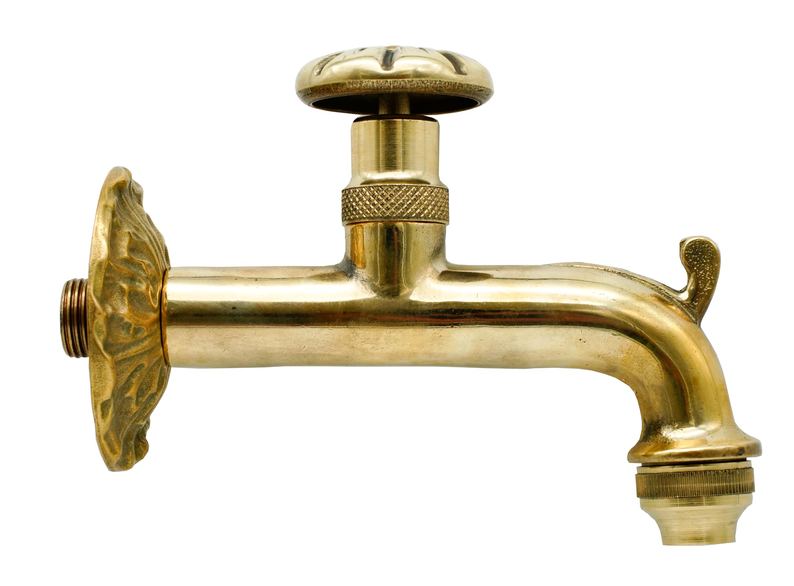 L'ARTISTICA F.LLI PERINCIOLI | Rubinetto Tipo "Impero" a Vitone con Rosone e Portagomma Attacco 1/2" M, Rubinetto in Ottone per Fontane a Colonna o Muro, 124x145mm