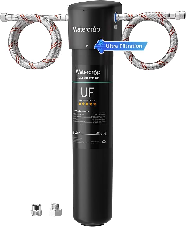 Waterdrop 15UA-UF 0.01 μm Ultra Filtration Under Sink Water Filter System, 2 Years, Reduces Lead, Chlorine, Bad Taste & Odor, Connects Directly to Your Faucet