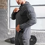 BROKIG Hommes brise-vent Veste de course légère , Pochette zippée poitrine, Collier en os, Tissu en polyester de nylon stretchy, Zip complet,Veste à capuche windproof,Cycling,Hiking,Gym,Workout