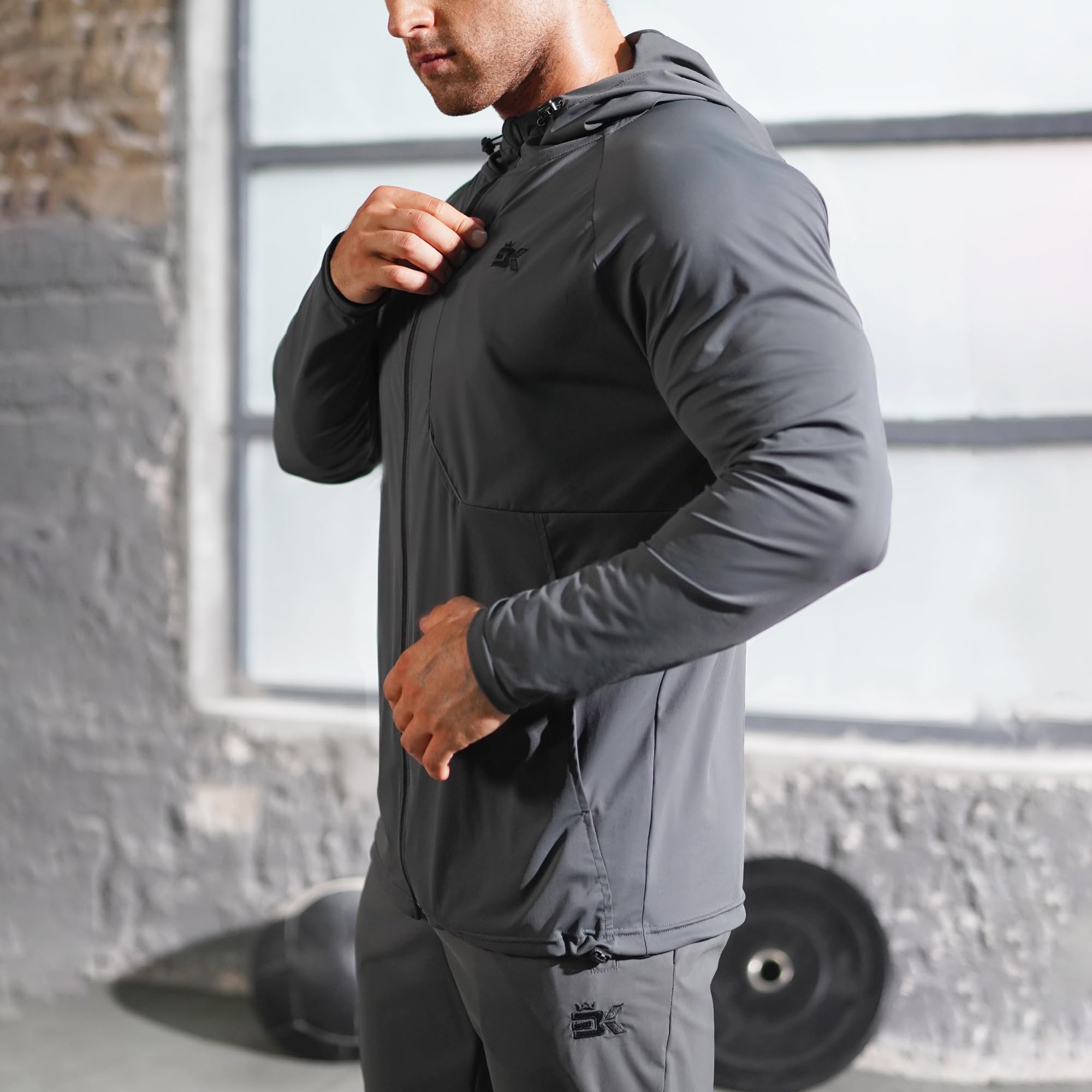 BROKIG LightArmor Chaqueta Running Hombre Sudadera con capucha con cremallera deportiva a prueba de viento Chándal Sudadera con capucha para hombre