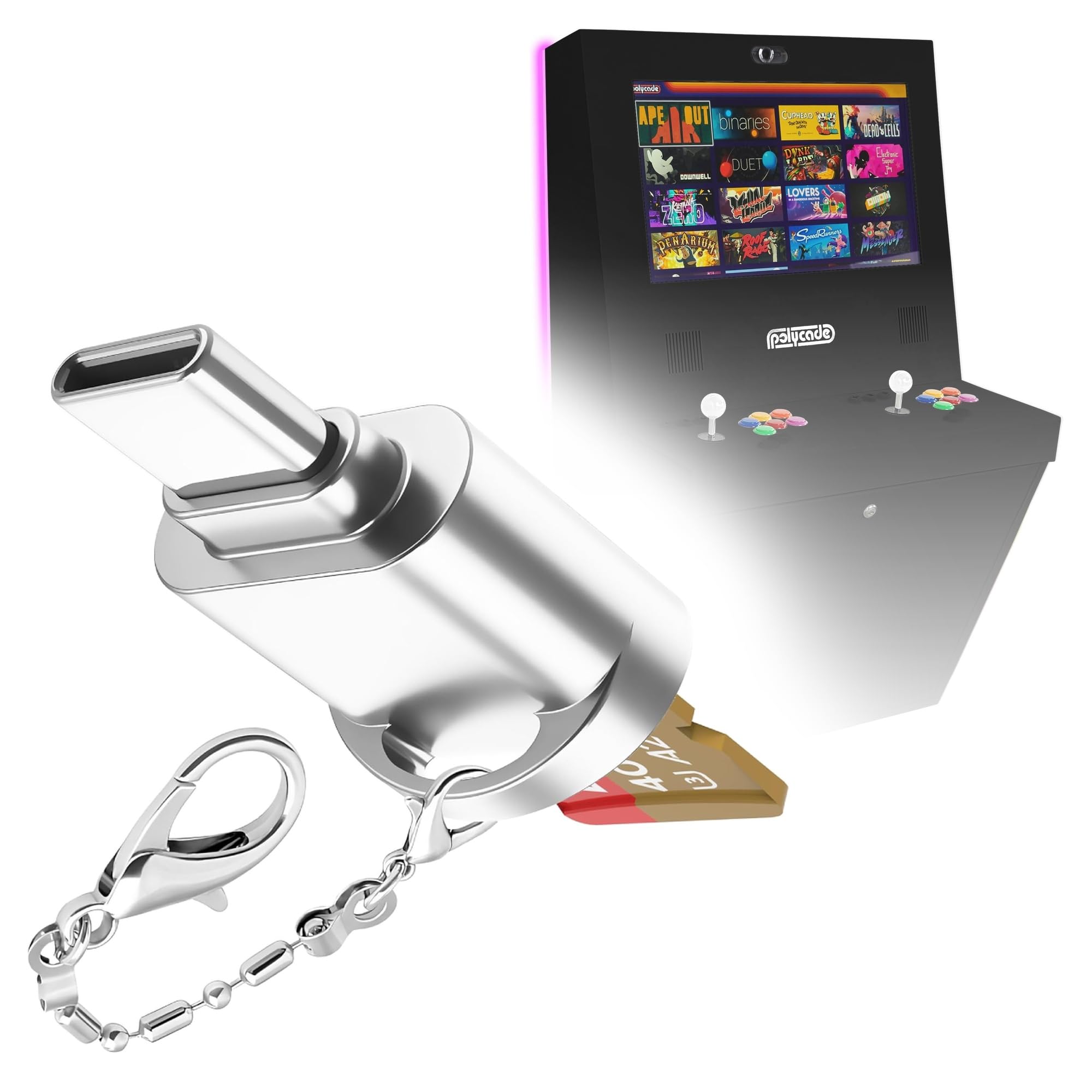 BoxWave Adapter Compatible with Polycade Sente: Black - Micro SD Card miniReader, USB Type-C OTG Reader USB3.0 Adapter Keychain - Metallic Silver-picture-15