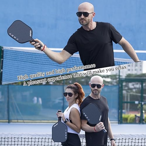 Miniatura 2 de Juego de 2 paletas de pickleball  Material ligero de fibra de vidrio y carbono de alto rendimiento, buen agarre, paletas resistentes para una