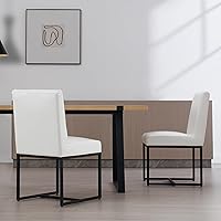 Vista 23 de Juego de 2 sillas de comedor modernas, sillas de comedor tapizadas de lino con patas de metal cromado para comedor, tocador, cocina, sala de estar