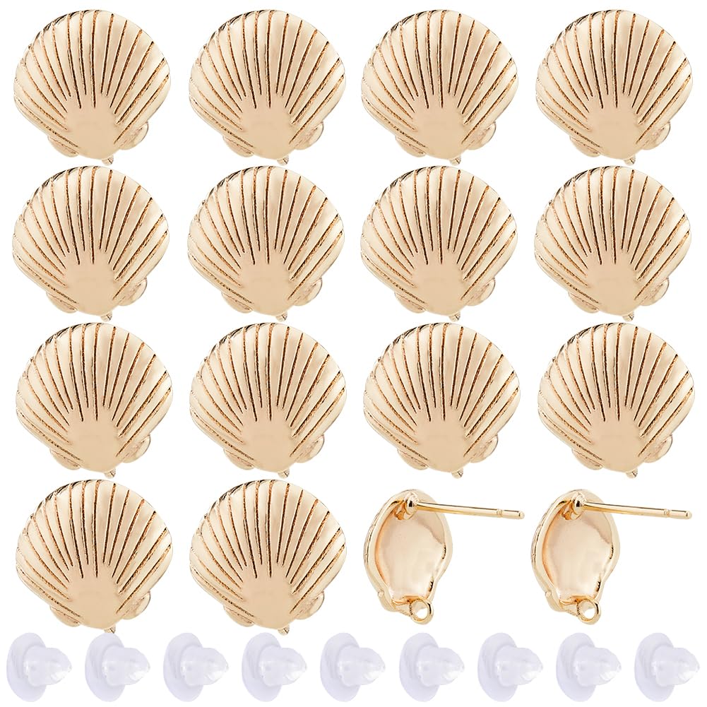 Postes para aretes de concha marina en oro de 18K para diseñar tus propias joyas de verano