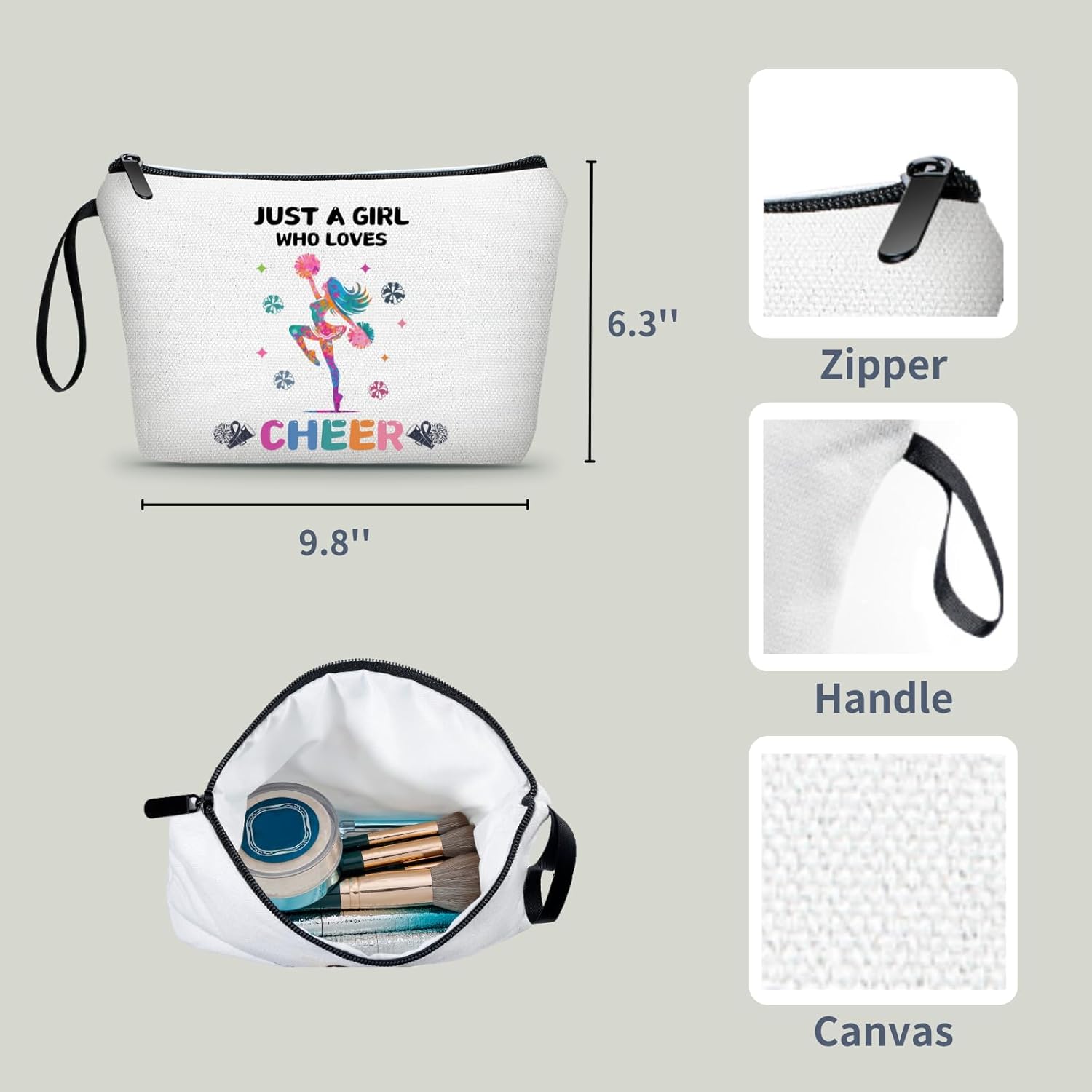Cheer Makeup Bag, Multicolour, Cheerleader Gift, Travel Organizer - Image 2