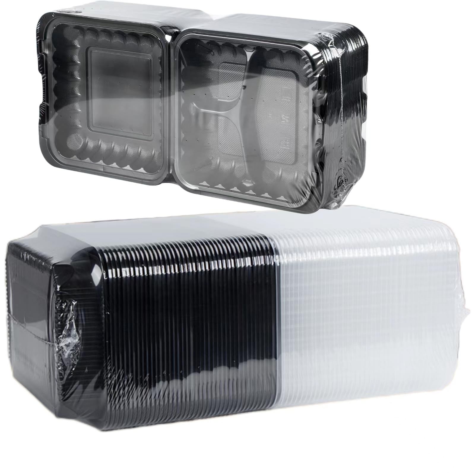 YANGRUI To Go Food Containers for Meal Prep,Takeout,Lunch Storage 48oz 40-pack + 3 Compartment Food Container for Food Party Dinner 34oz 55-pack