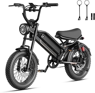 Jasion 3000W/2000W Electric Bike for Adults Teens,Electric Dirt Ebike 80/55 Miles Range,Moped Style E Bike 32/28MPH,20"/16"*4 Fat Tire Off Road Bike with Cruise Control,Dual Suspension E Motorcycle