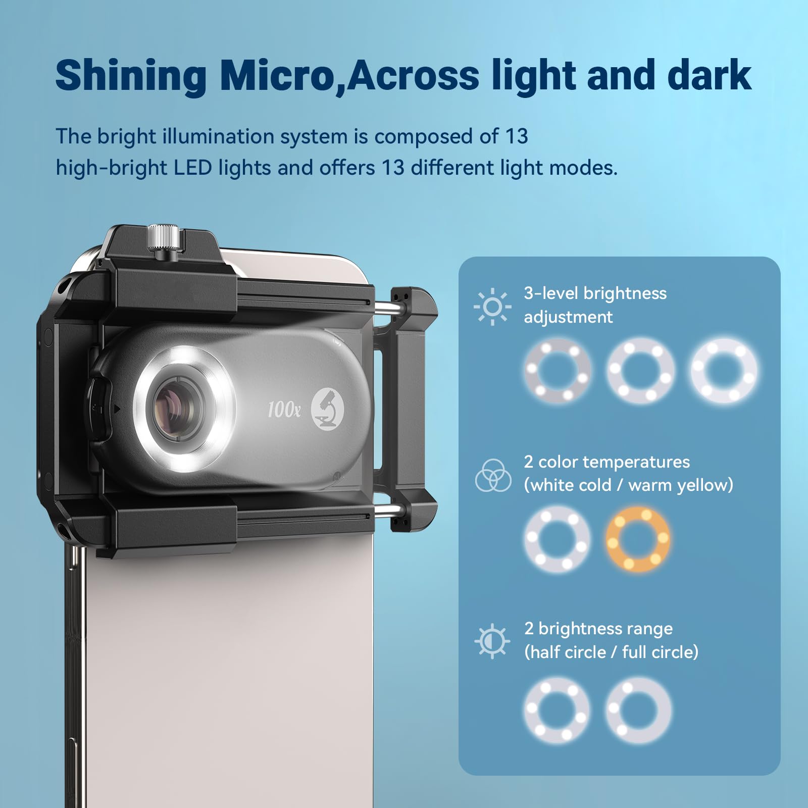Zoom 200x Pour IPhone 2025 - Microscope Portable 3 En 1 HD Avec Objectif CPL Pour Smartphone