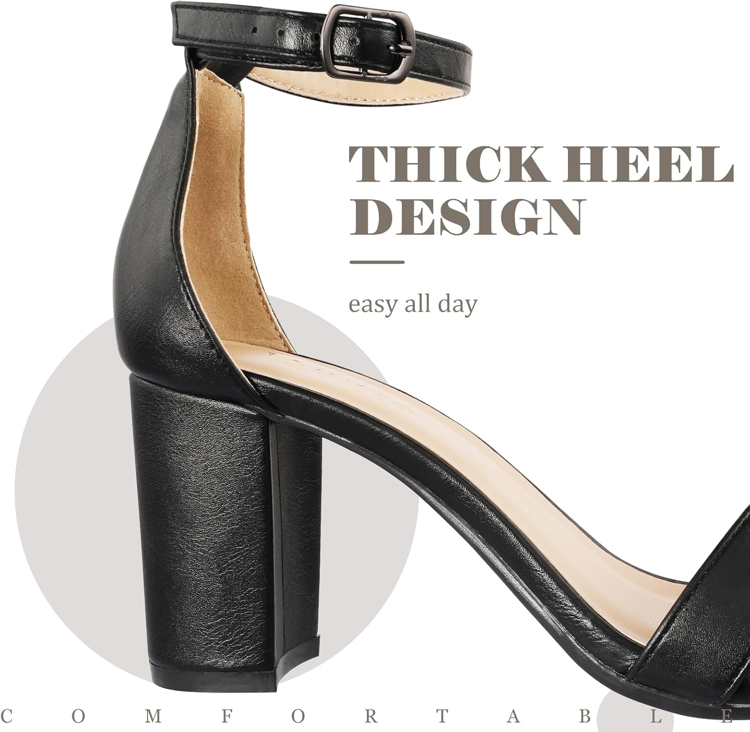 Ankis Heels for Women Open Toe Ankle Strap Chunky Heel Sandals 2.75 Inch - Image 6