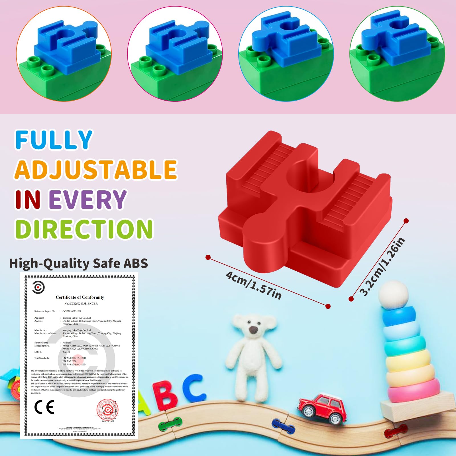 28 Pezzi Connettori Adattatori Compatibili Con Brio Duplo, Attraversamento Per Treno, Connettori Per Binari, Connettori per binari Builder Set