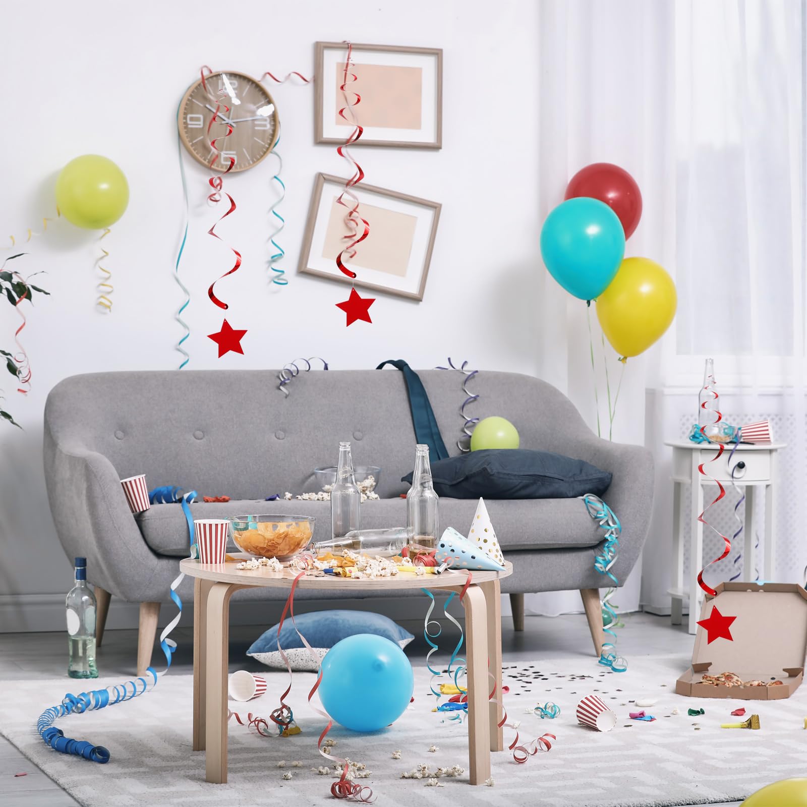 Sourcing Map 12 Decorazioni A Spirale Da Soffitto Per Compleanno – Rosso E Rosa – 71 Cm – Plastica PVC Riutilizzabile - 2