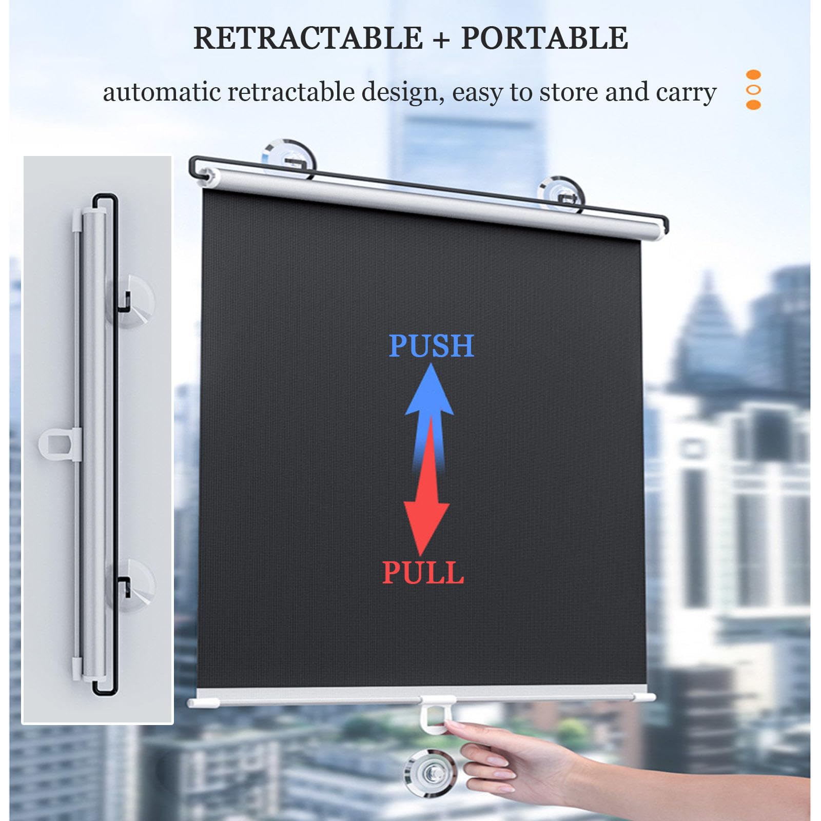 Finestra termica senza fori, 30-70 cm, per controllo della luce e privacy, 80 x 125 cm, ideale per casa e ufficio, colore: nero