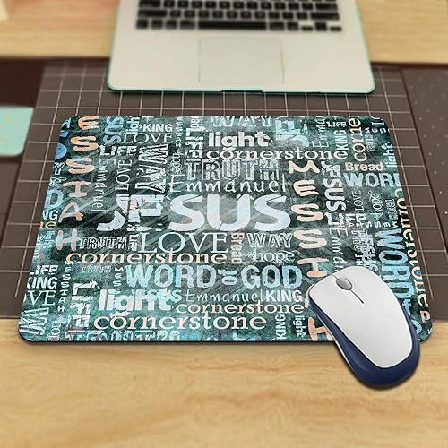 Miniatura 4 de Alfombrilla de mouse para juegos, religiosa y cristiana Jesús con citas de Jesús, alfombrilla de mouse de goma antideslizante para computadoras,