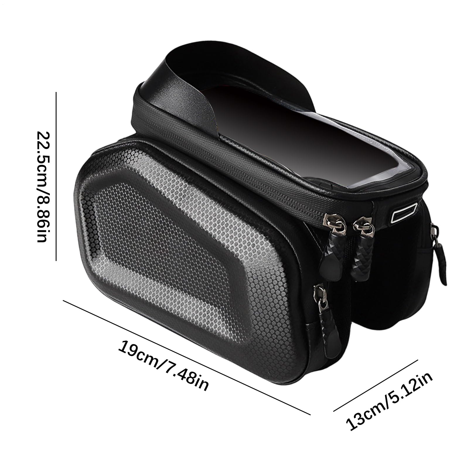 Borsa per biciclette a tubo superiore, supporto per telefono per biciclette - Borsa del telaio anteriore del tubo superiore - Schermo tocco-screen per ciclismo in bici impermeabile con copertura di pi