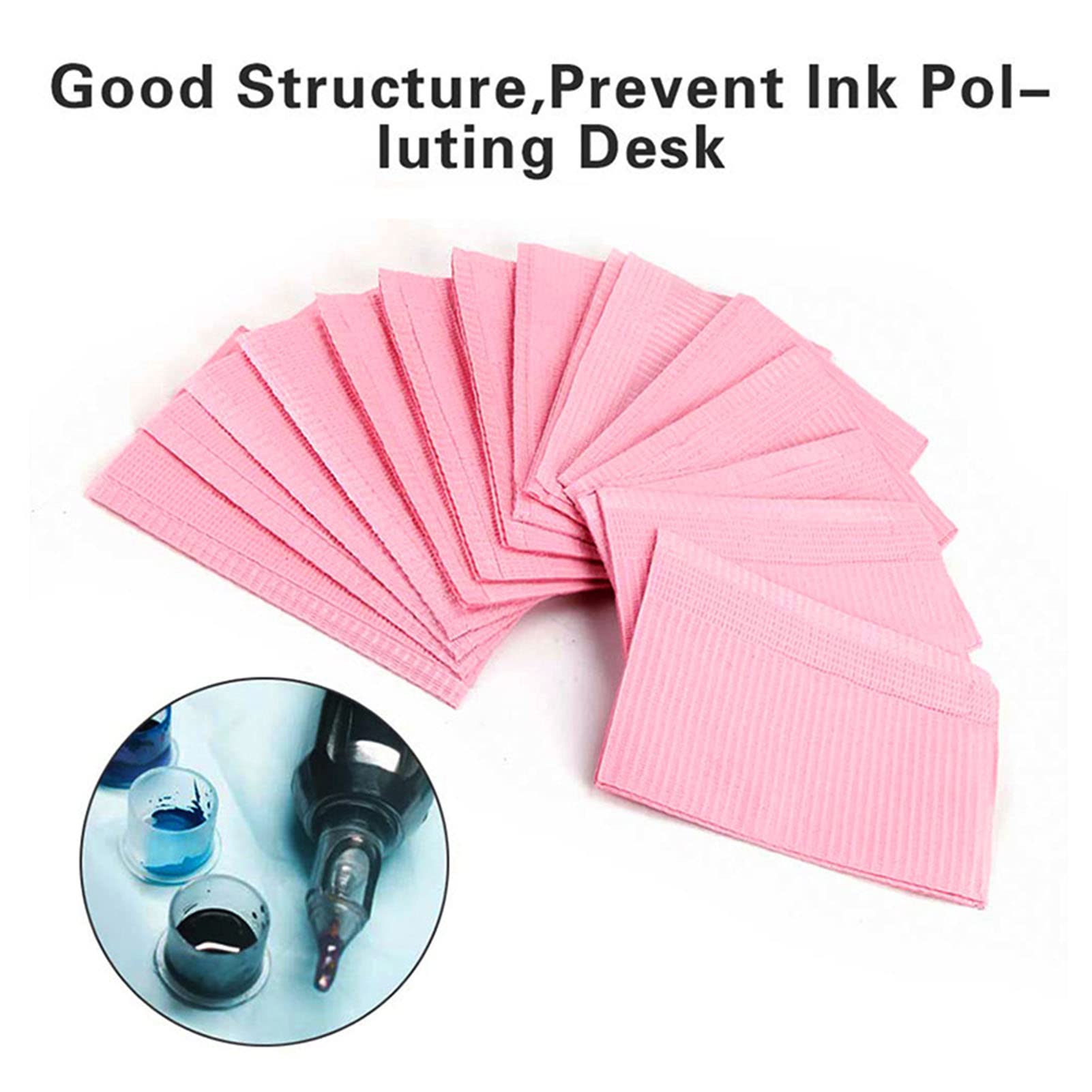 Tovaglia Usa e Getta per Tatuaggi, 125 Pezzi, in Tessuto per Tatuaggi, 17,1 X 12,8 Pollici, con Struttura Spessa e Buon Assorbimento, per Tatuatori e Uso in Studio (PINK)