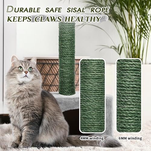 Miniatura 6 de Cuerda de Sisal Verde, 1/4 Pulgada, 32 Pies, para Rascador de Gatos, Cordel de Cáñamo DIY, 6mm, 10m
