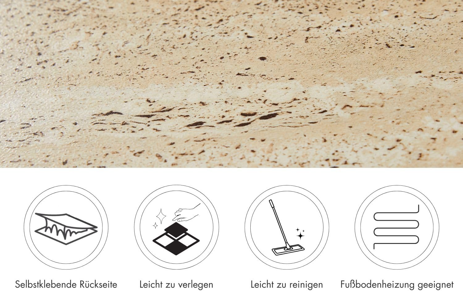 misento selbstklebende Fliesen aus PVC in Marmoroptik Beige | 24 Klebefliesen (4,46 m²) | Bodenfliesen | wasserabweisend & feuchtigkeitsbeständig | Vinyl Fliesen für Bad & Küche | 1,5 mm Stärke