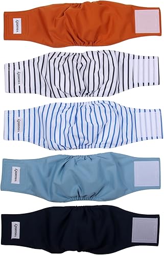 Bandas para el Vientre para Perros Machos (Paquete de 5), Envolturas Premium Lavables Reutilizables para el Vientre de Perros Pequeños a Prueba de
