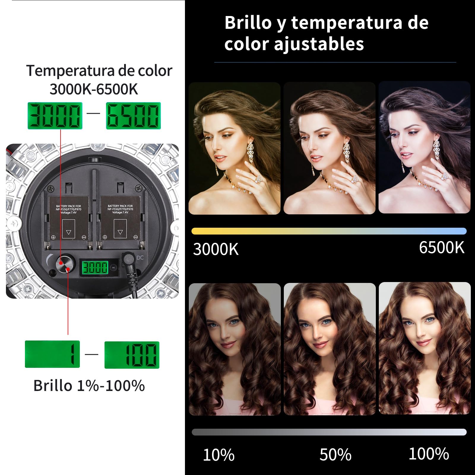 55cm/21’’ Kit de Iluminación Fotográfica LED de Caja de Luz Softbox Portátil de 60W, con Rejilla y Trípode, 3000-6500K, para Estudio, Retratos y Streaming,Video