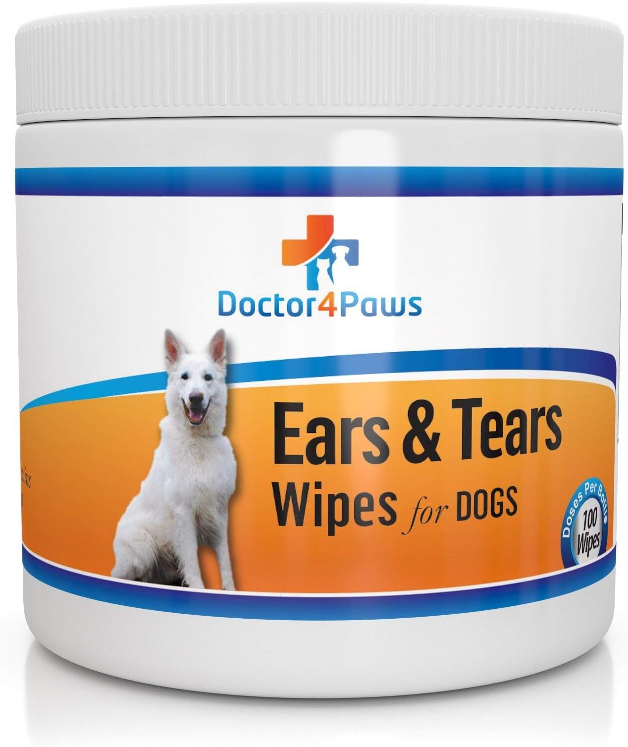 Ears & Tears Cleaning Wipes for Dogs - 100 Premium Presoaked Cotton Pads - Natural Treatment for Ear Problems & Tear Stains