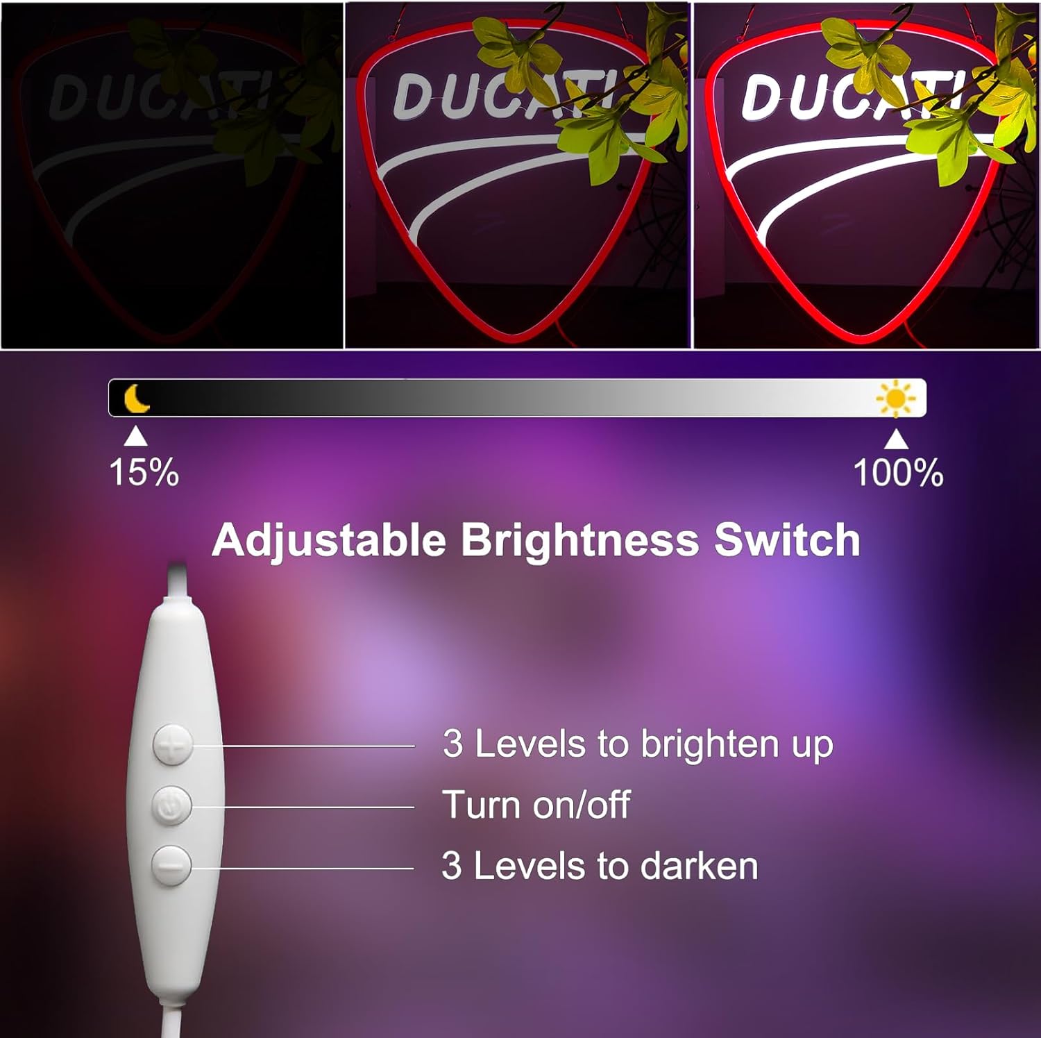 Motorcycle Neon Signs for Wall Decor， Dimmable Motorcycles Led Lights for Man Cave Suitable for Beer Bar Club Garage Hotel Bar Cafe Decorative 12.2 * 12.8inch - Image 4