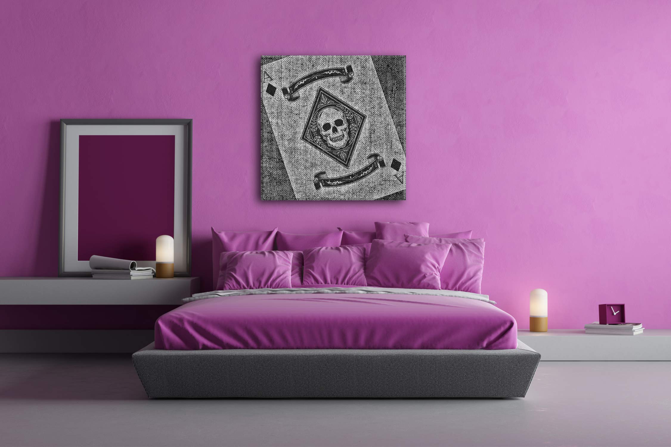 Carte da Gioco Ass Karo, Effetto quadrettato, Nero e Bianco, Stampa Digitale di Alta qualità con Cornice, nessun Poster o Poster, 70x70