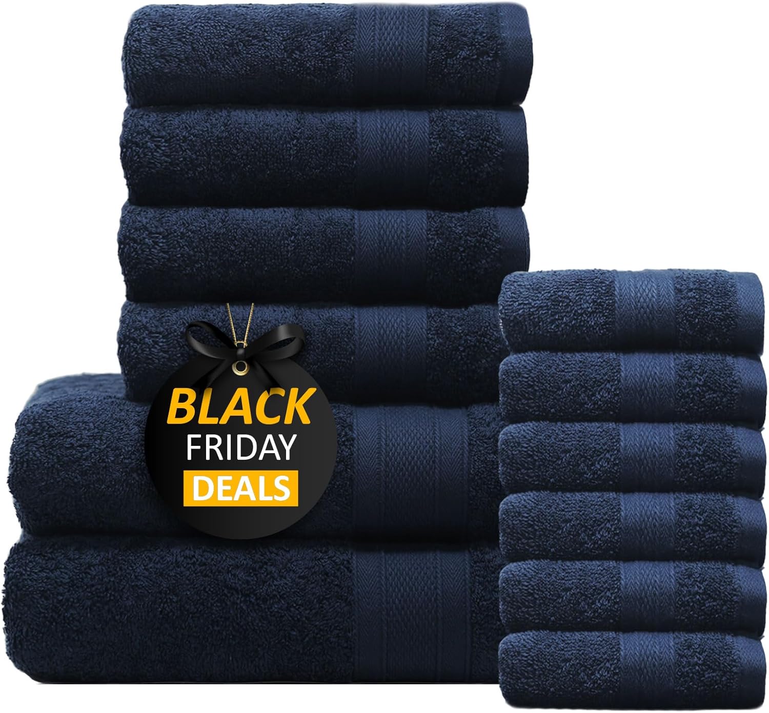 TRIDENT Navy Blue 12 Piece Towel Set, 2 Bath Towels, 4 Hand
