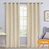 Vista 124 de BGment Room Darkening Curtains 95 Inches Long, Grommet Thermal Insulated Blackout Curtains with Wave Line and Dots Printed for Bedroom, 2 Panels