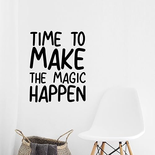 Miniatura 2 de Calcomanía de vinilo para pared, hora de hacer que la magia suceda - Citas inspiradoras de 23 x 18 pulgadas - Adhesivo decorativo de vinilo para
