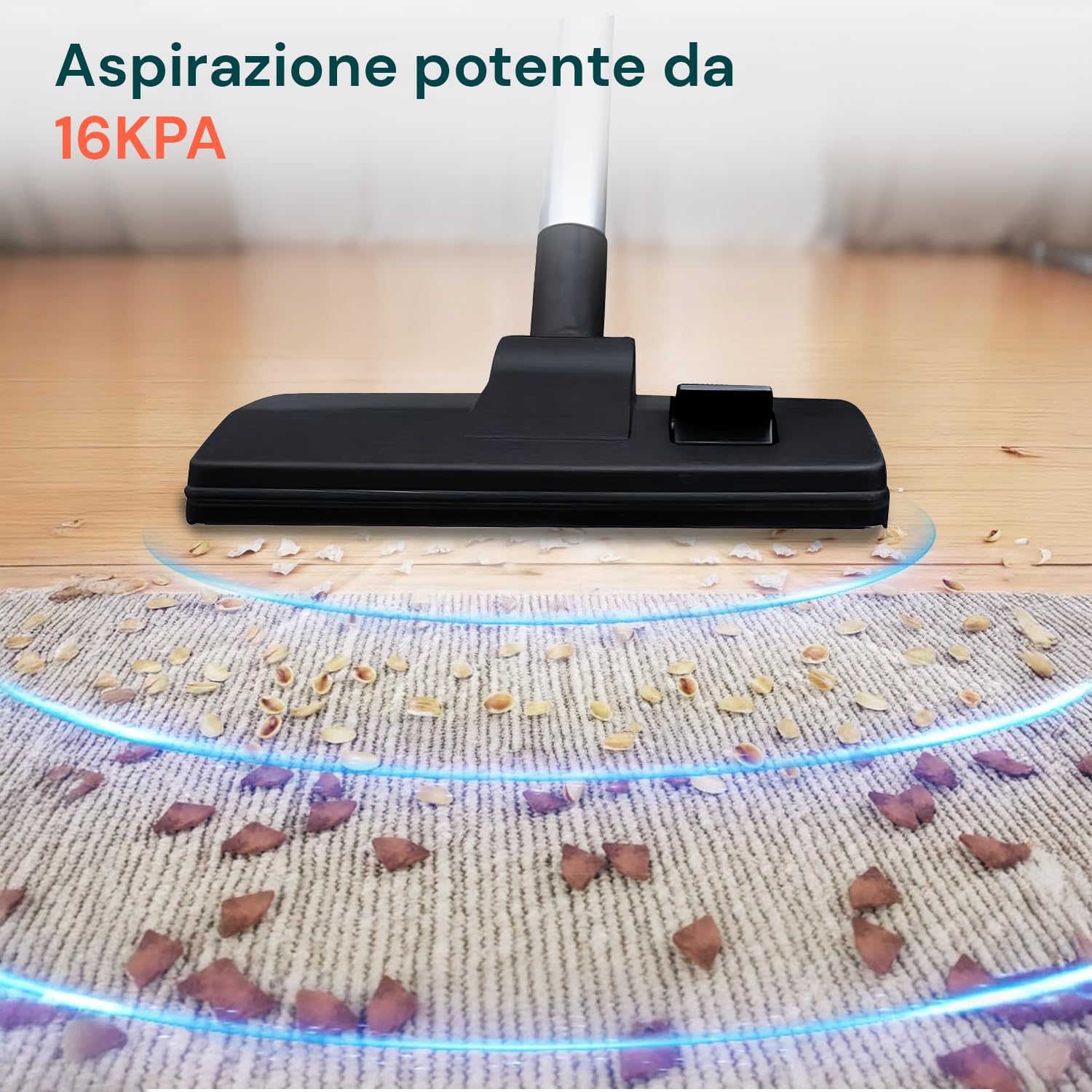 Wintem - Scopa Elettrica Ciclonica 600W con Filtro HEPA, Tubo Allungabile e Accessori per Fessure e Tessuti, Ideale per aspirare Auto e Pavimenti, Leggera e Senza Sacchetto