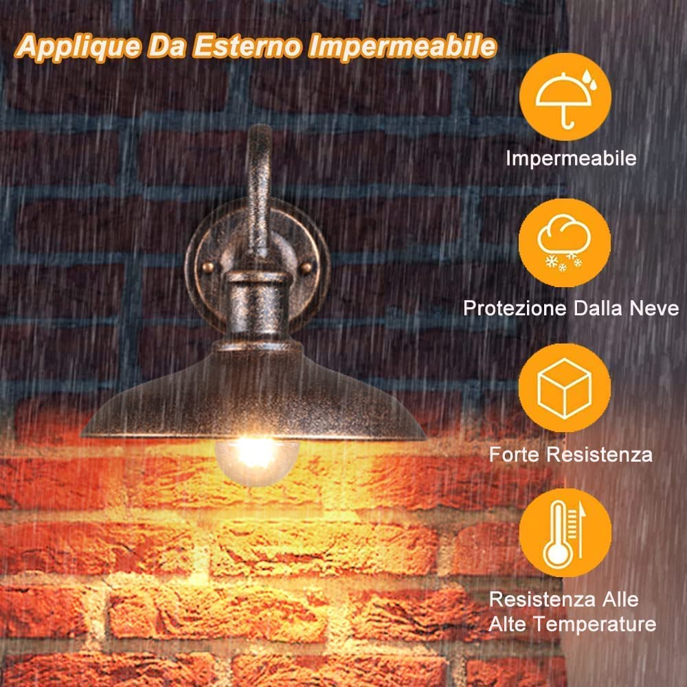 IP54 impermeabile esterna Retro lampada da parete in Bronzo antico rurale battuto lanterna muro di ferro della luce E27 Vintage Edison Lighting montaggio Deocrcommunity Fence Terrazza Giardino