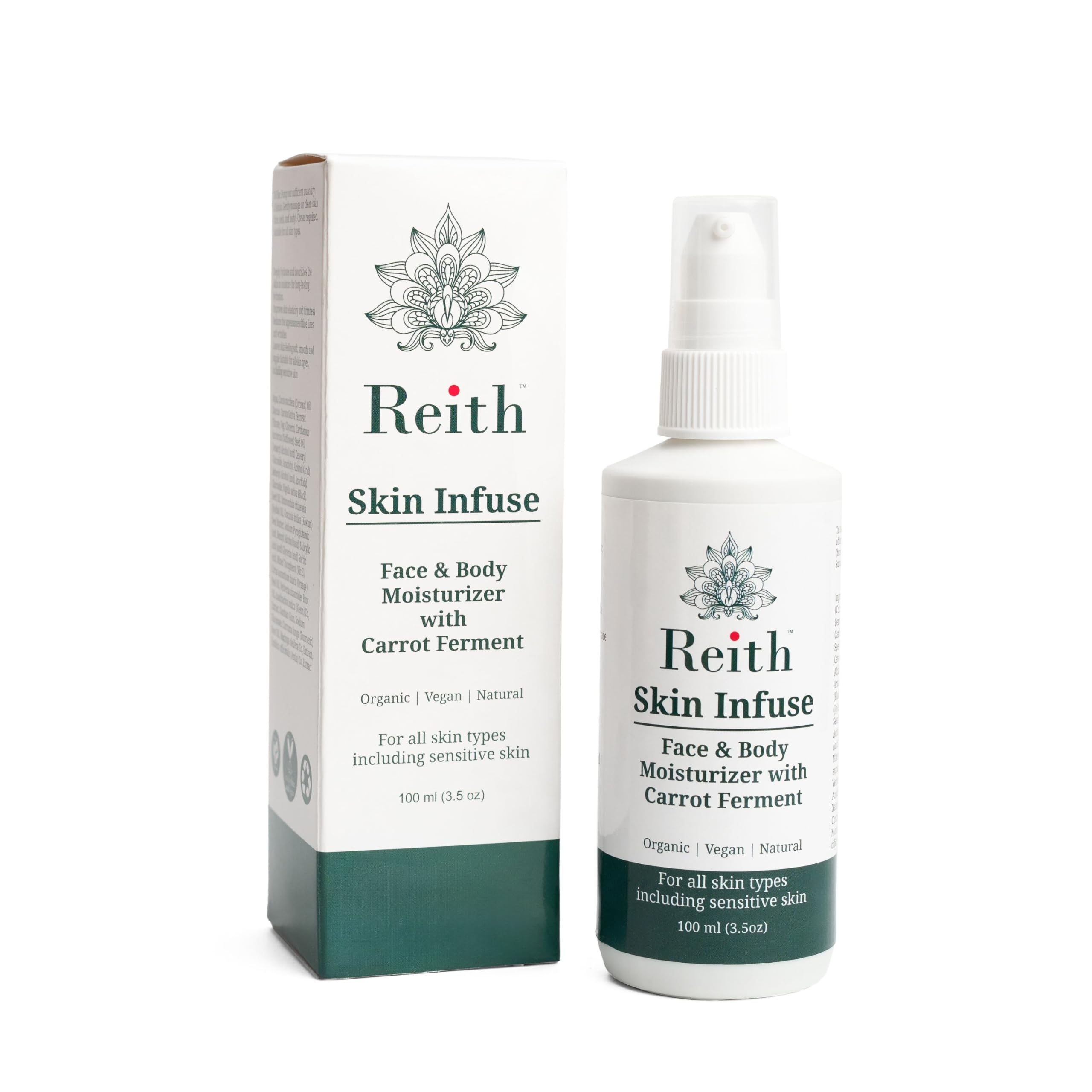 Reith Skin Infuse Moisturizer for Face & Body with Carrot Ferment | Brightening, Nourishing | Neem, Amla, Moringa | Probiotic Skin Care For All Skin Types | Women & Men | 100ml