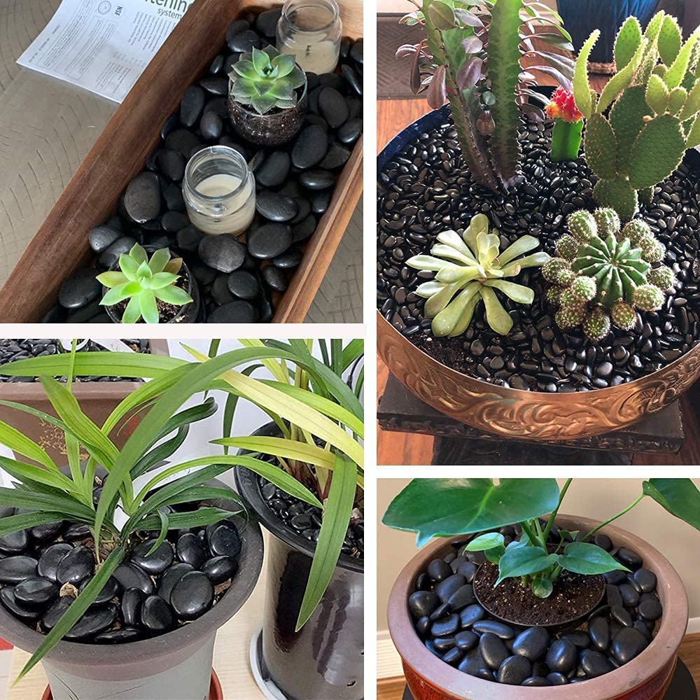 Generisch Pierres roulées de qualité supérieure - 10 kg - Noirs décoratifs (5 à 8 cm) - Pierres naturelles polies pour jardin, aménagement paysager, décoration de la maison et l'aquariophilie