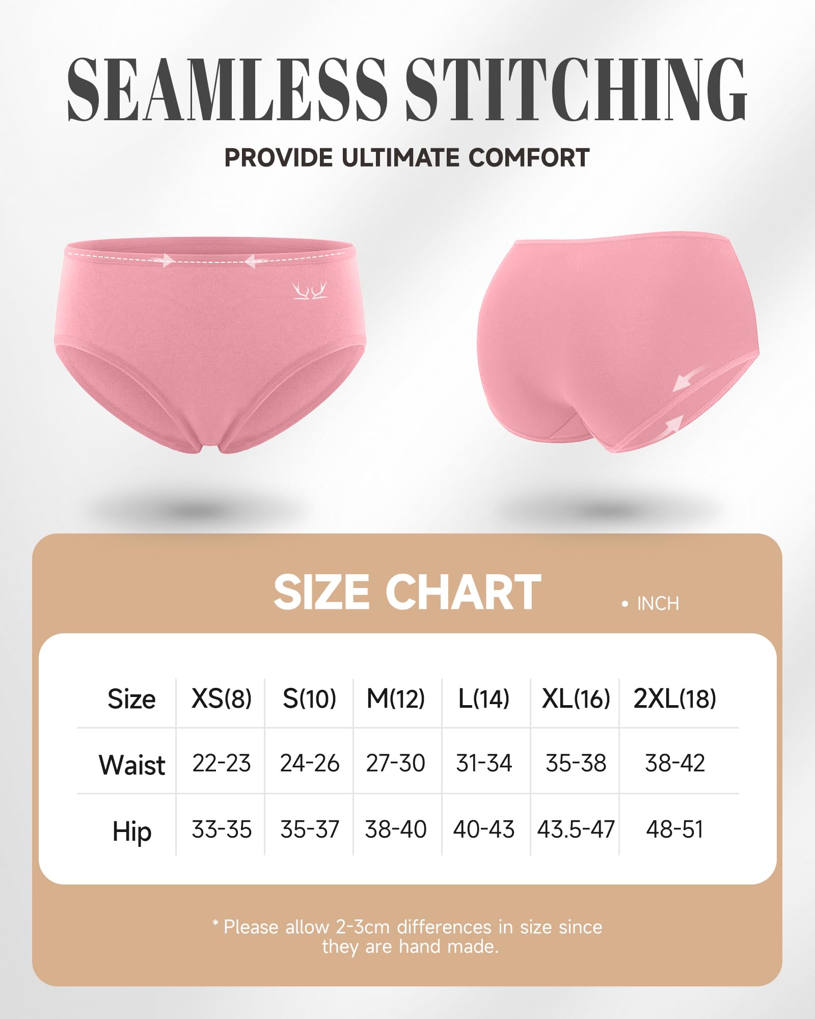 PULIOU Culotte Femme Coton sous-vêtements Femme Stretch Taille Moyenne Panties Slip Respirant Multipack Paquet de 5/6