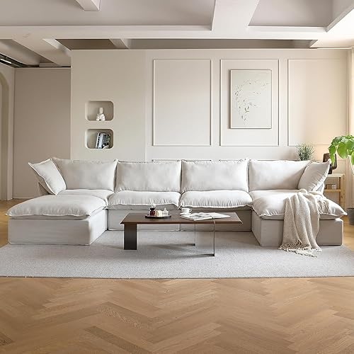 Miniatura 20 de JACH Sofás Modulares en Forma de L, Sofá Seccional Profundo con Otomana Chaise, Sofás Seccionales Modernos y Cómodos Tipo Nube, Fundas de Cojines