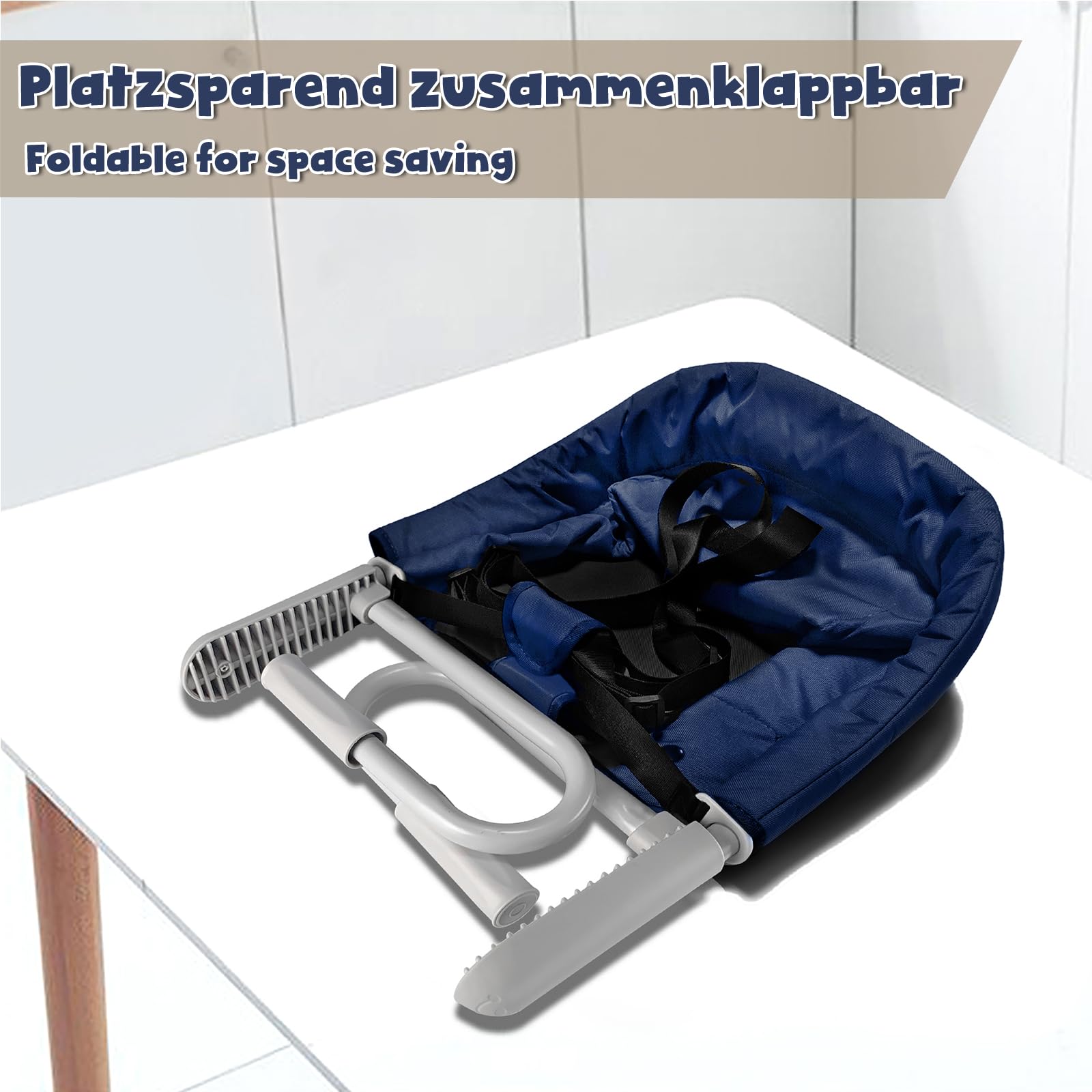LARS360 Tischsitz Baby, Faltbar Hochstuhl Sitzerhöhung für zu Hause & Unterwegs, Geeignet für Kinder von 6 bis 36 Monaten mit Einem Gewicht von Weniger als 15 kg - Blau