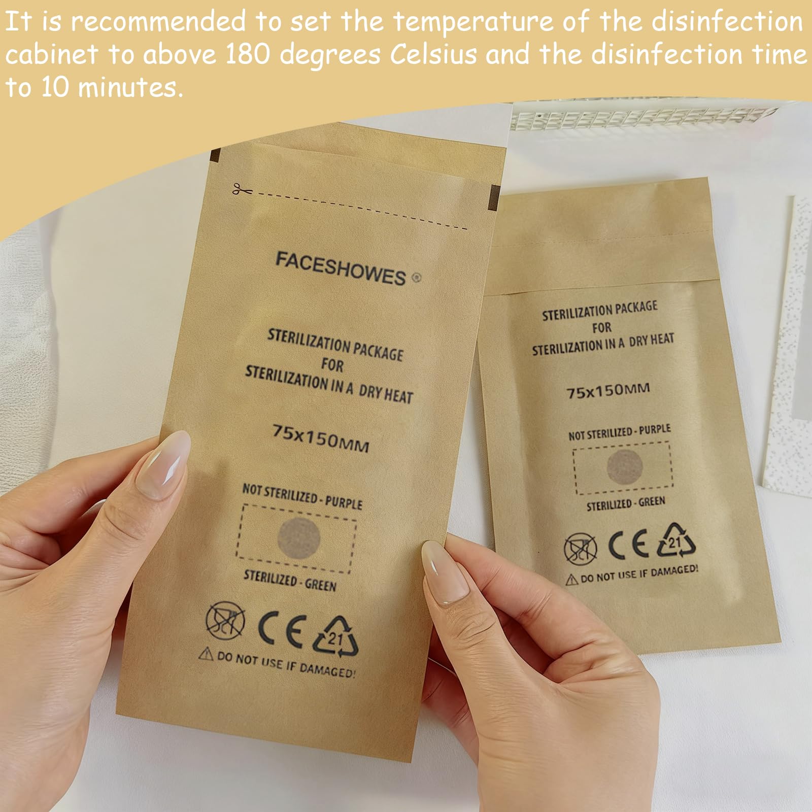 Esterilizador Manicura Desechable Autoclave Papel Kraft Bolsas Esterilizacion Autoadhesivo