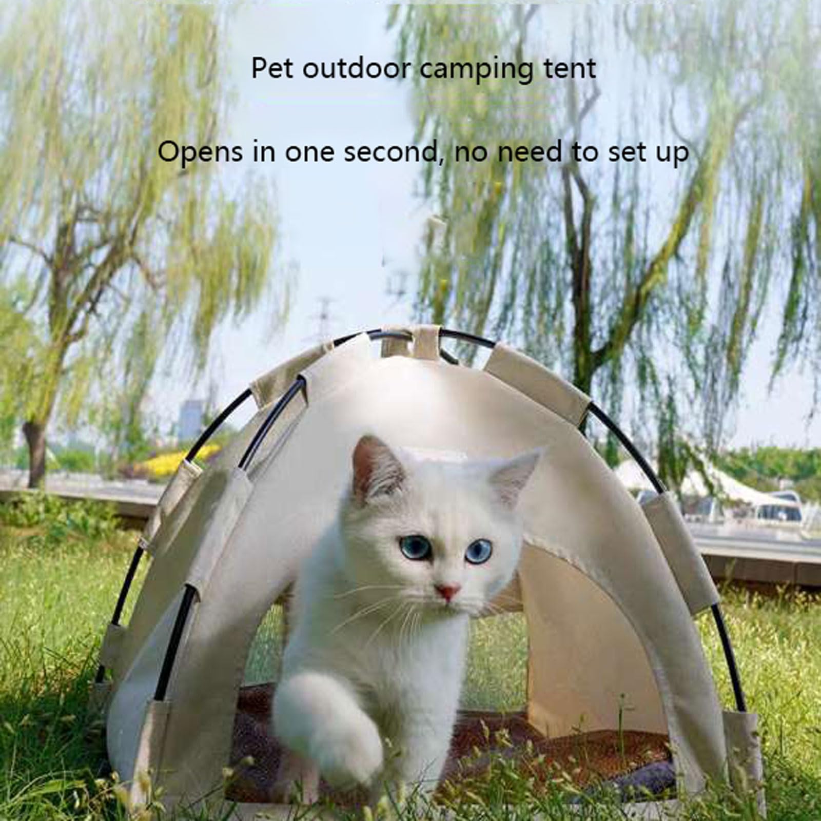 خيمة تيبي للقطط والكلاب مع وسادة من بليسبيلت، سرير ناعم ومريح قابل للازالة والغسل وقابل للطي، بيت للحيوانات الاليفة في الاماكن المغلقة والمفتوحة