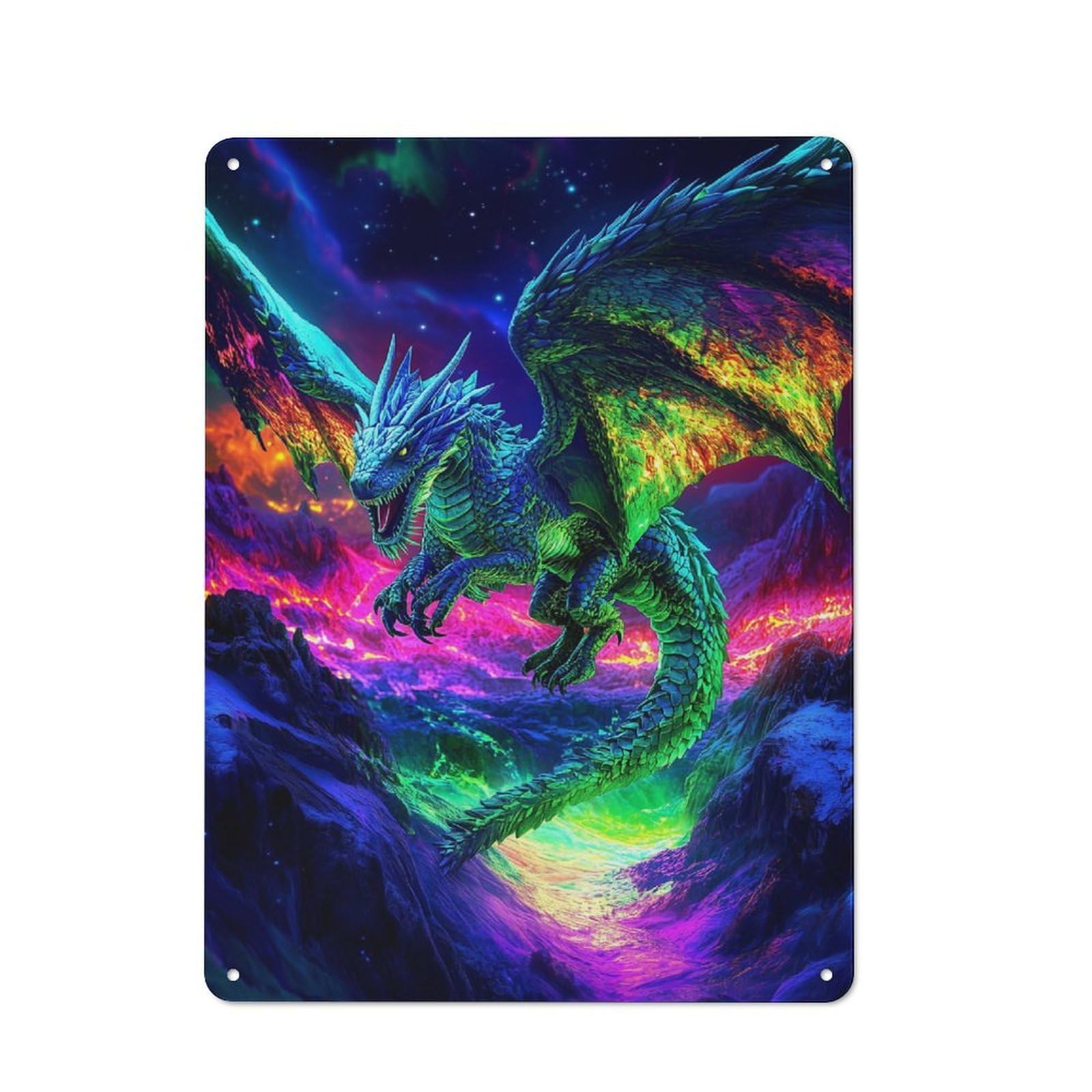 Junmoney Dragon Tin Sign 40X30cm With For Living Room Wall, Rustic Decor, For Living Room Decor Lovers