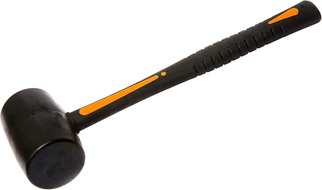 Heavy Duty Large 32cm Long x 16oz. Solid Rubber Mallet Hammer with Soft Grip  Ideal for Tilers Builders Brick Layers and Camping Travelling  Commercial-Grade Extra Durable Construction